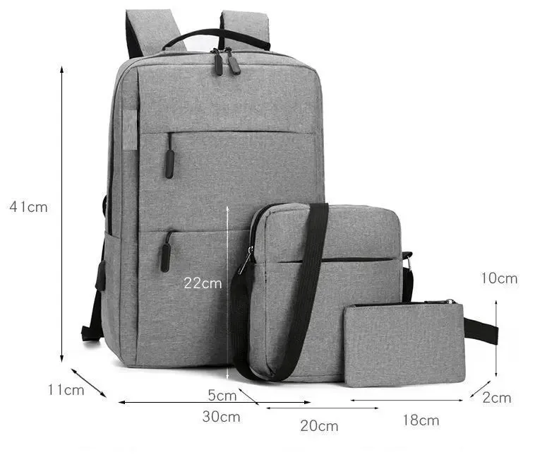 3Pcs Sets Men & Women Waterproof Backpack Without USB Port 4105