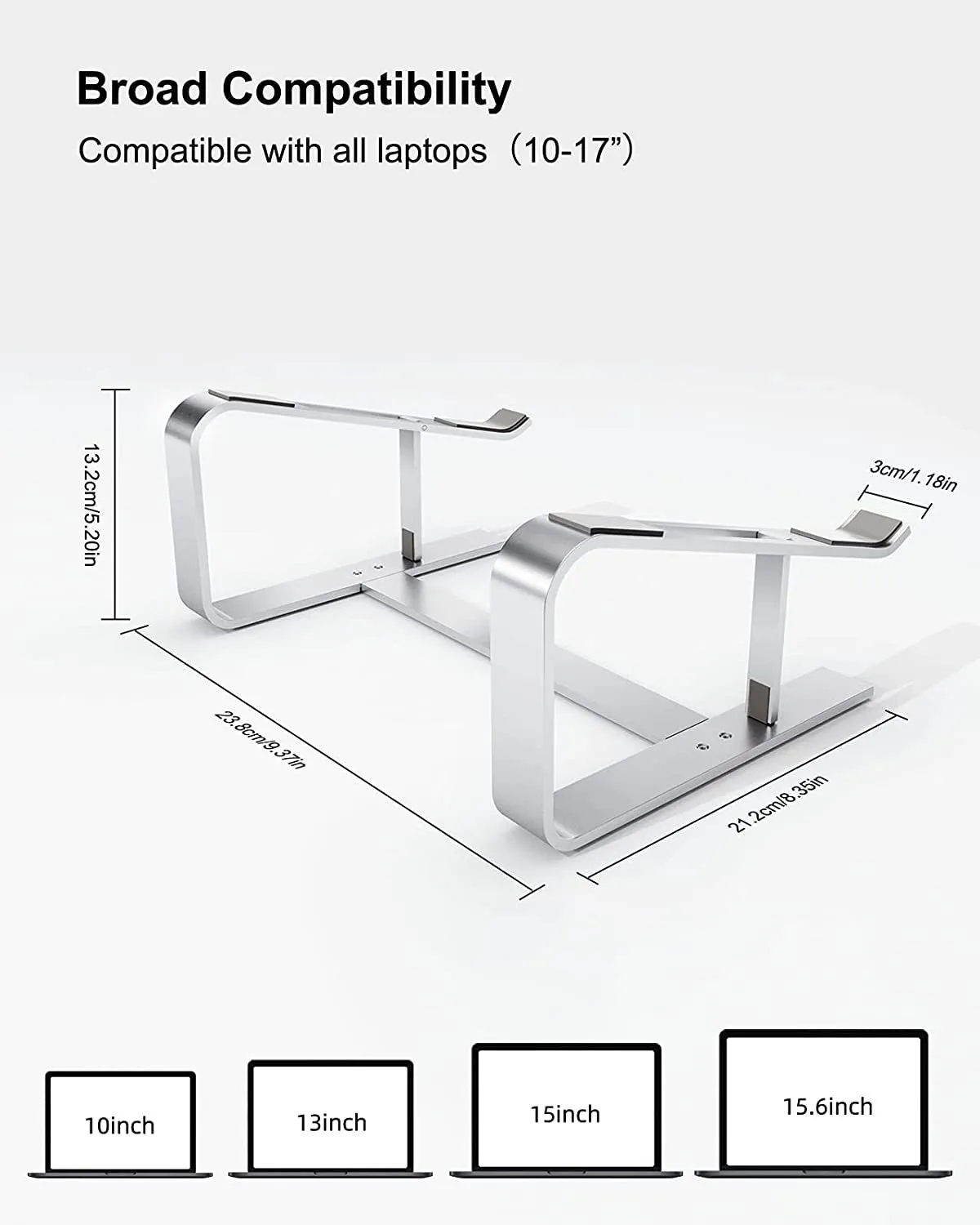 Aluminum Computer Stand for Laptops - Silver