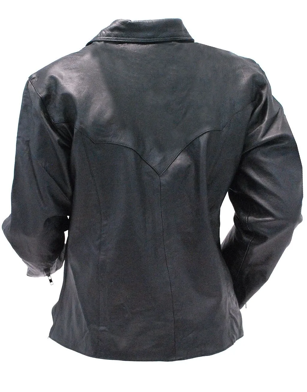 Black Leather Lace Up Pullover Shirt with Side Zippers #MS854LK ()