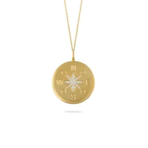 Doves 18k Gold Compass Diamond Pendant P10030