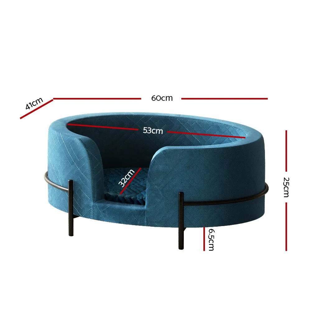 Elevated Pet Bed Sofa with Velvet Cushion Blue - i.Pet