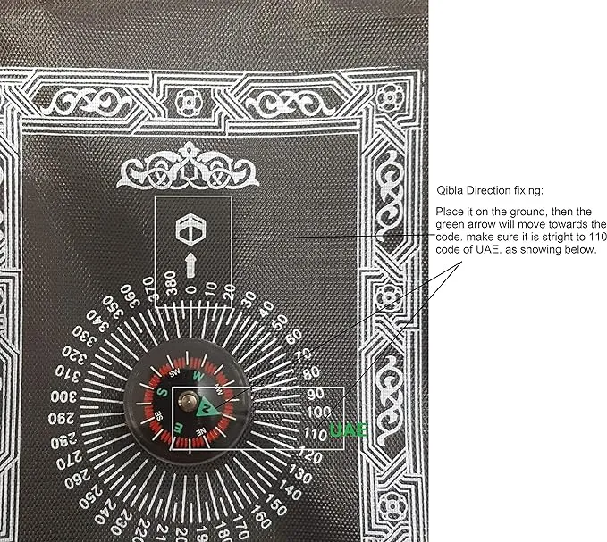 Islamic Prayer Mat with compass Qibla Direction