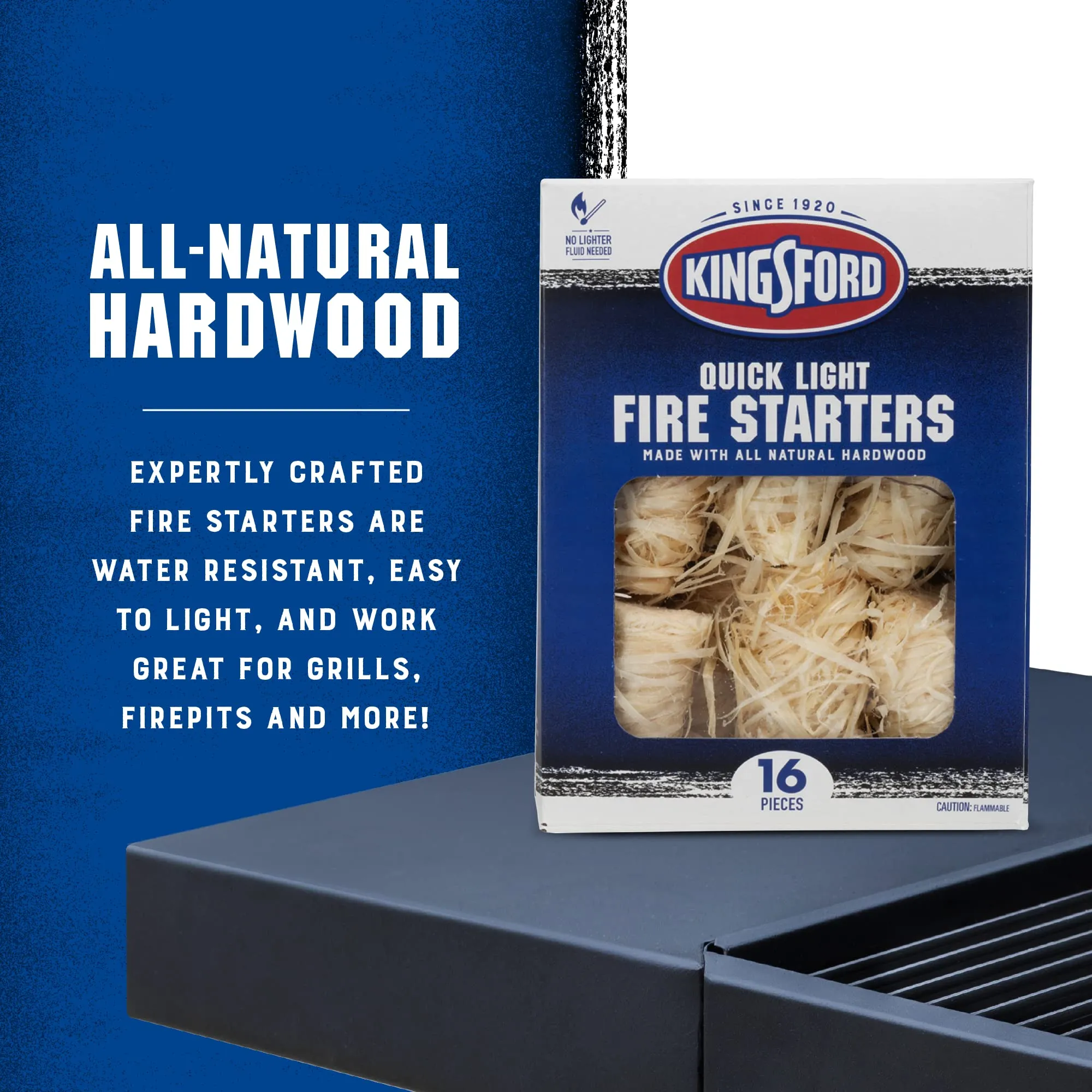 Kingsford Quick Light Fire Starters | Wooden Fire Starters Made With All Natural Hardwood for Grilling, Campfires, and Outdoor Fireplaces | 16 Count Fire Starter Rolls