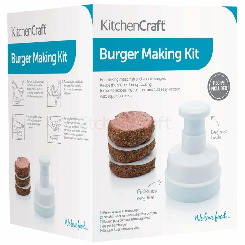 KitchenCraft Hamburger Maker With 100 Wax Discs (DISC)