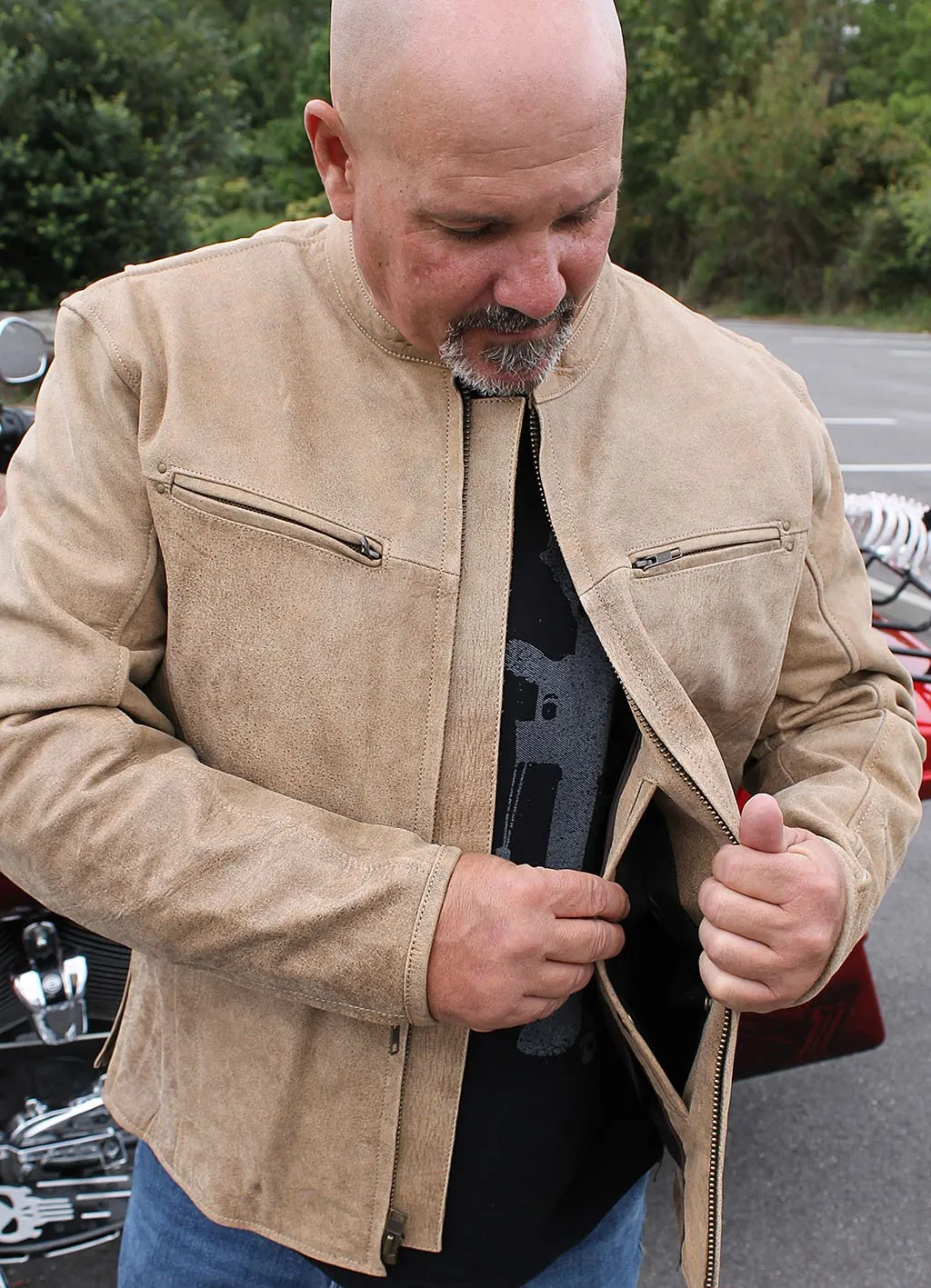 Light Brown Vented Scooter Jacket w/Dual Concealed Pockets #M6045ZGN