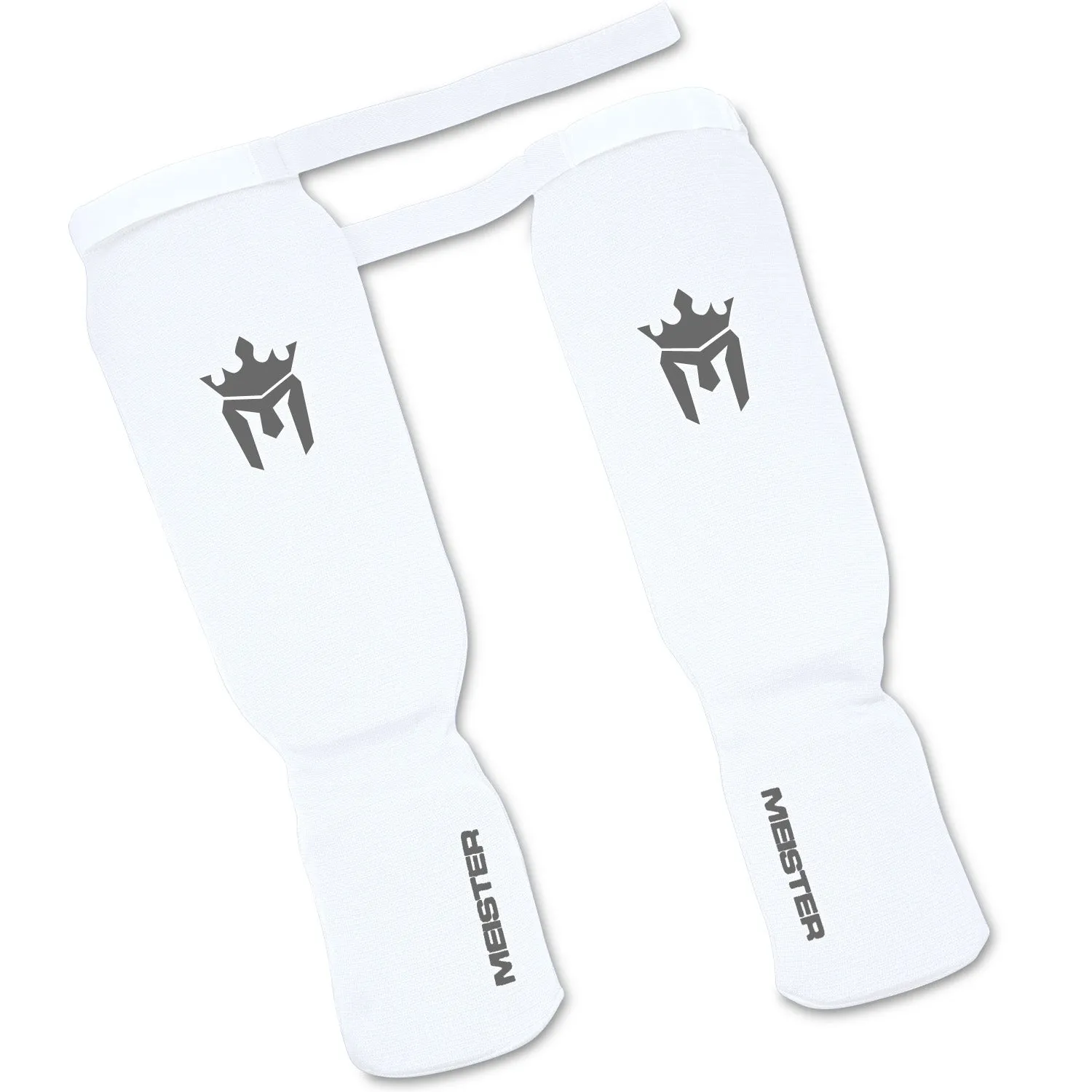 Meister Elastic Cloth Shin & Instep Padded Guards (Pair) - White