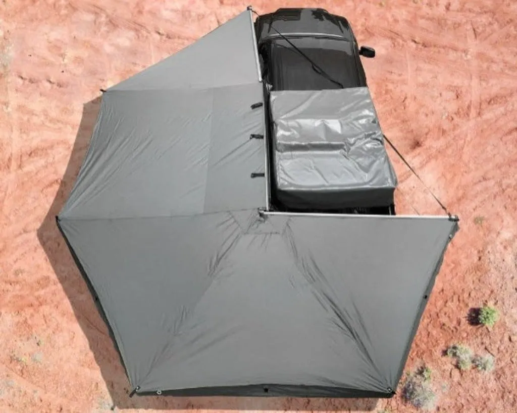 Overland Vehicle Systems Nomadic Awning 270 Dark Gray Cover With Black Cover Universal