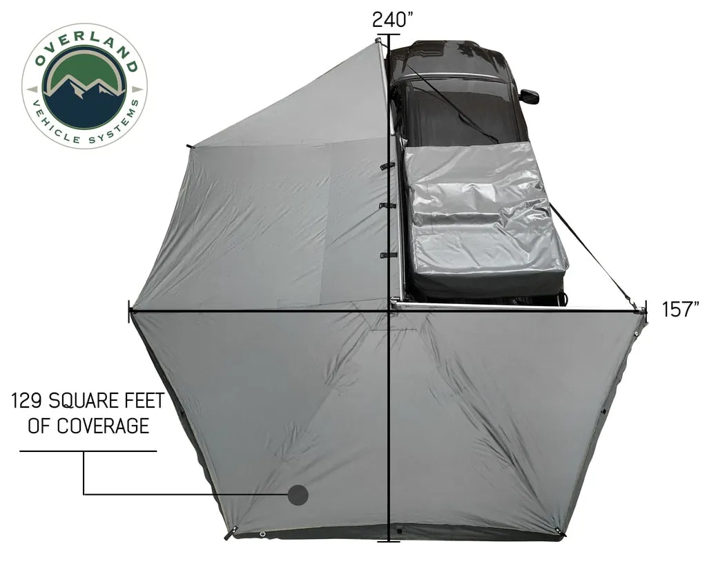 Overland Vehicle Systems Nomadic Awning 270 Dark Gray Cover With Black Cover Universal