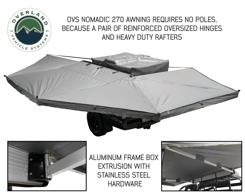 Overland Vehicle Systems Nomadic Awning 270 Dark Gray Cover With Black Cover Universal