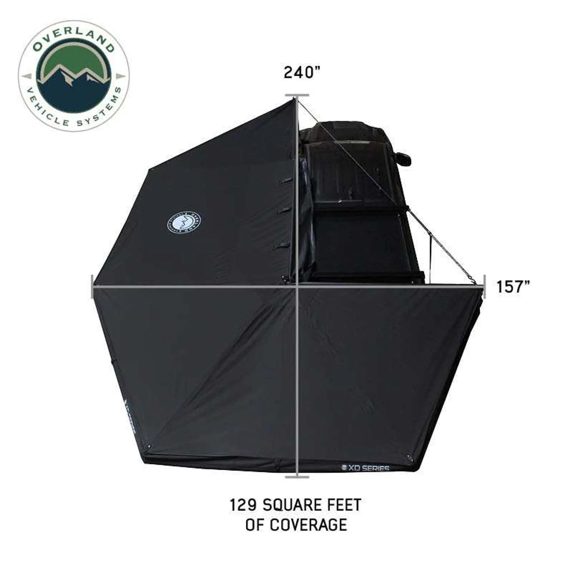 OVS XD Nomadic 270 Degree Awning & Wall Kit Combo - Lights, Black Out, Black Body , Trim, and Travel Cover