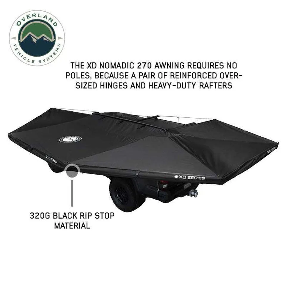 OVS XD Nomadic 270 Degree Awning & Wall Kit Combo - Lights, Black Out, Black Body , Trim, and Travel Cover