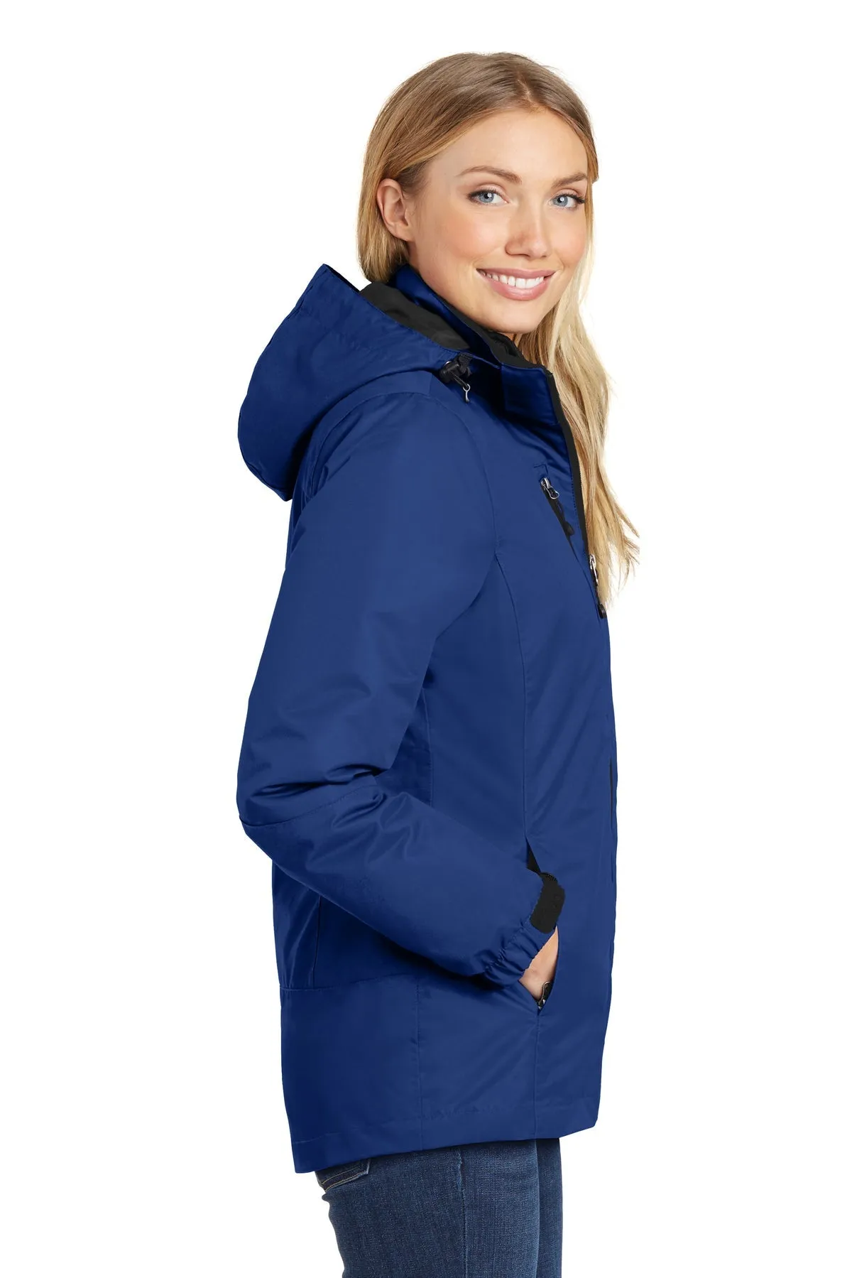 Port Authority Ladies Vortex Customized Waterproof 3-in-1 Jackets, Night Sky Blue/ Black