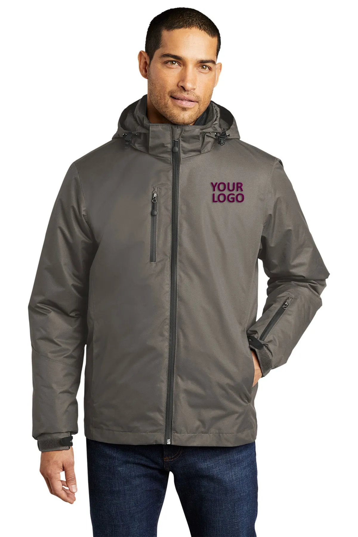 Port Authority Vortex Customized Waterproof 3-in-1 Jackets, Deep Smoke/ Charcoal