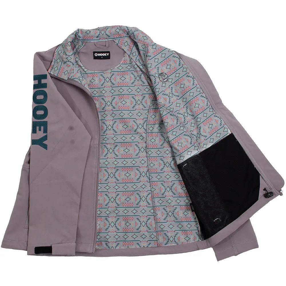 "Ladies Softshell Jacket" Grey w/Multi Color Pattern Lining