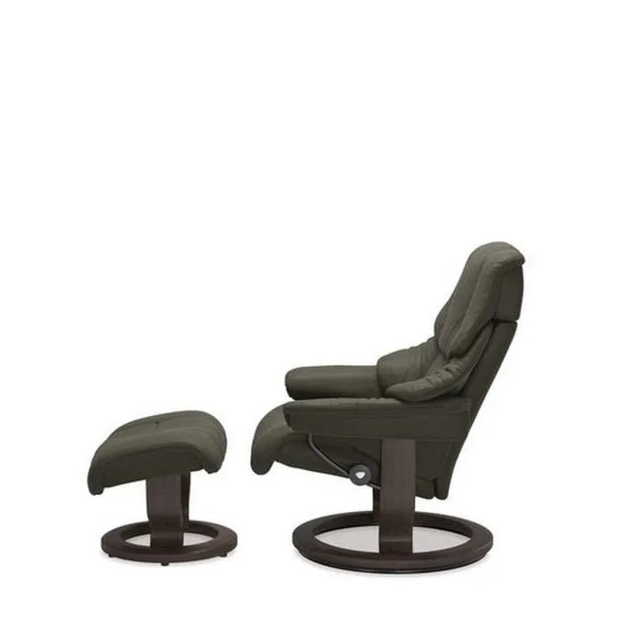 Stressless® Reno Medium Leather Recliner - Classic Base (Paloma Dark Olive)