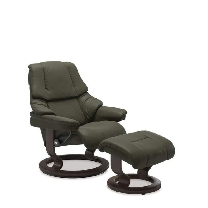 Stressless® Reno Medium Leather Recliner - Classic Base (Paloma Dark Olive)