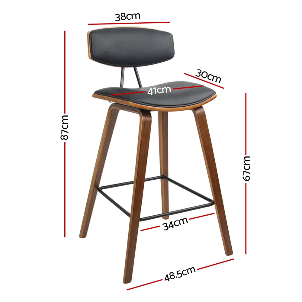 Two Bar Stools Leather Padded w/Backrest