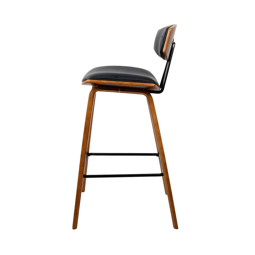 Two Bar Stools Leather Padded w/Backrest