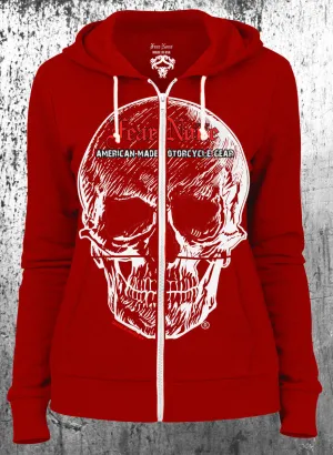 Womens American "Big Skull" Red Hoodie