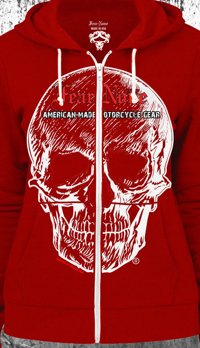 Womens American "Big Skull" Red Hoodie