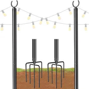 Yescom 10 ft String Light Poles with Hook & Stakes 2ct/pk